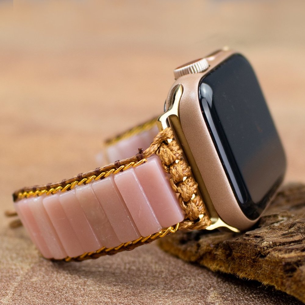 Rose Quartz Boho Watchband Replacement Women Bracelet for Apple Watch 38 40 41mm